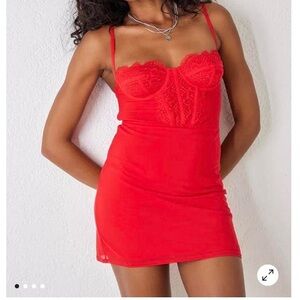 Urban Outfitters Red Lace Corset Mini Dress